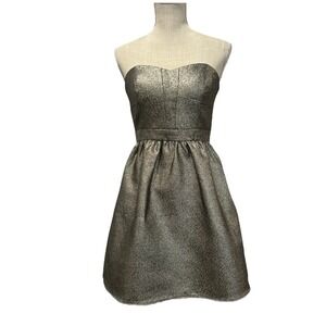 Aidan Mattox Size 6 S Gold Cocktail Mini Party Dress Metallic Holiday Strapless